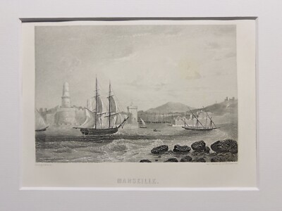 ANTIQUARISCHE STAHLSTICH 1847 France Marseille Provence Illustration Abbildung