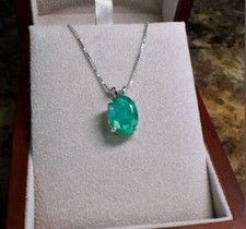 Natural Emerald Necklaces Solid 925 sterling silver may birthstone gemstone