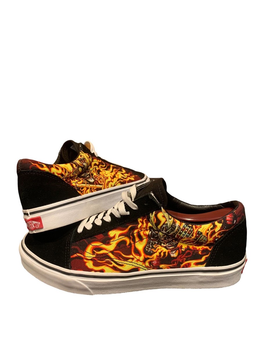 VANS Old Skool Samurai Flames Black Red Skate Shoes Mens 9  display picture 1