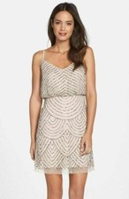 Adrianna Papell Embellished Blouson Gown Dress Sz 8 Taupe pink