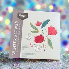 Craft Crush Winter Flower Embroidery Kit 7" Hoop Pattern Canvas  Thread NIB