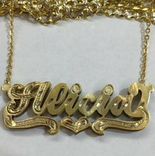 14k Gold Overlay Personalized 3D Name Necklace Plate /all yellow