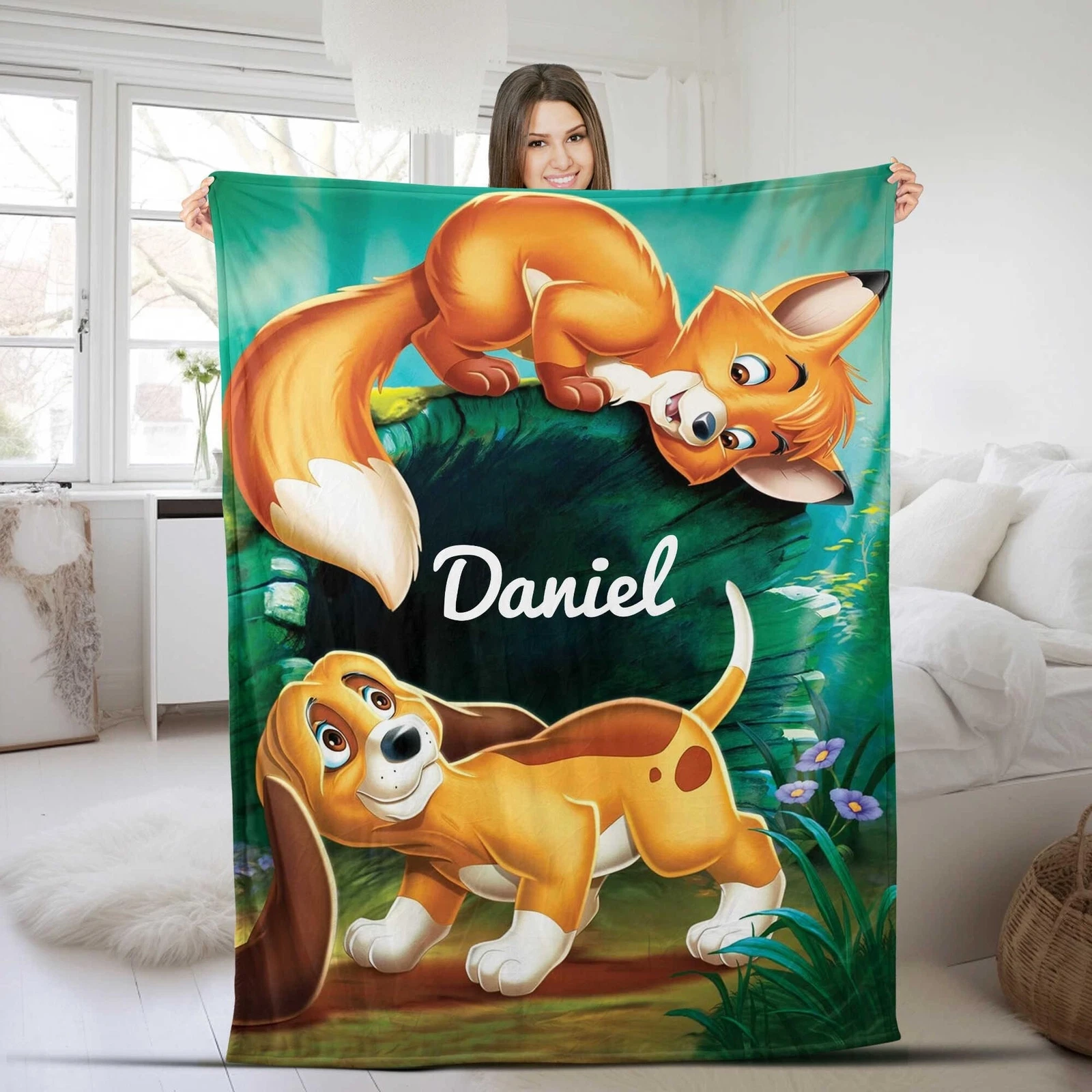 Disney Characters Blanket, Personalized The Fox And The Hound Custom Name