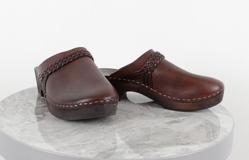 CELINE Wood and Leather Brown Clogs Size 38 - Picture 17 of 17
