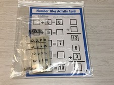 ADDITION Set Of 10 Laminated Activity Cards With 55 Number Tiles- 0-9 Pre-k