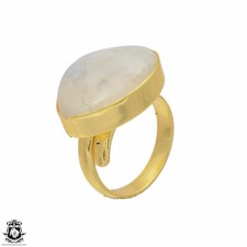 Size 7.5 - Size 9 Adjustable Moonstone 24K Gold Plated Ring GPR67