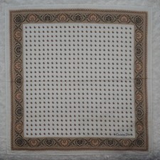 M144 CHRISTIAN DIOR Ivory Paisley Cotton Scarf Scarves Pocket Square 19" X 19"