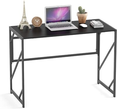 Sorbus Folding Desk Writing Computer Desk, No-Assembly Foldable Table, Black