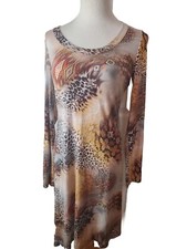 Karen Kane Velour Abstract Printed Multicolor Size Medium Dress Long Sleeves