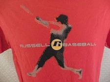 RUSSELL Baseball T-Shirt MEDIUM Red 100 Cotton Athletic Vintage 1980's Retro