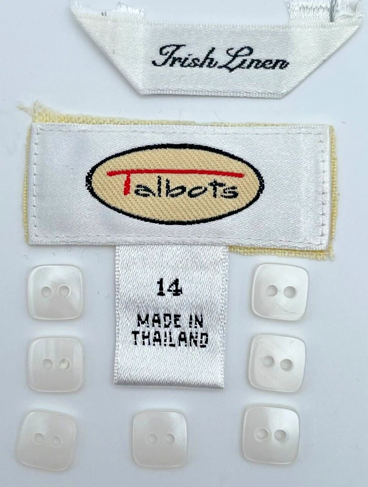 Talbots Replacement Buttons 2 Hole Flat Square White Pearlized Acrylic Set Of 7 - Image 4 of 4