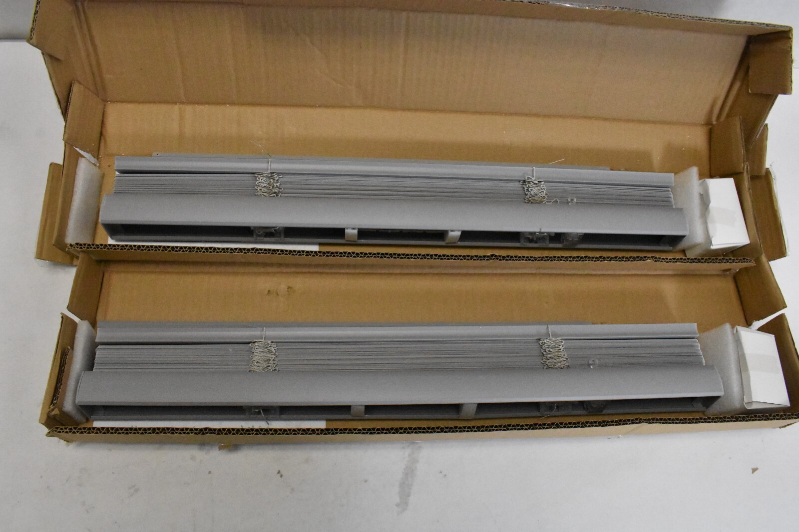 Chicology Cordless Vinyl Mini Blinds Gloss Gray 23" x 60" Lot of 2