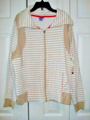 Ladies French Terry Knit  Jacket Brown Sugar Size Large  NEW