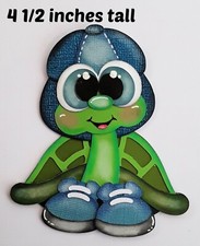 BIG EYED TURTLE boy girl scrapbook premade paper piecing 3D die cut by Rhonda