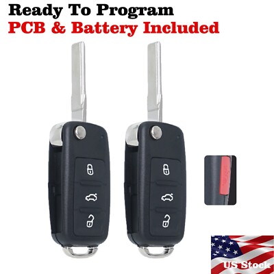 2 For 2011 2012 2013 2014 2015 2016 Volkswagen VW Jetta Keyless Remote Key Fob