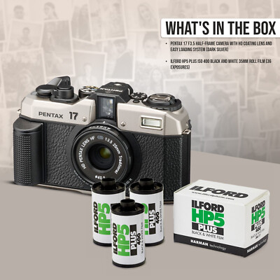 Pentax 17 Dark Silver Camera with HP5 Plus BW 36 Exp Roll Film 3