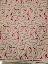 New, Unwashed Timeless Treasures Fabric Red Baseball 1 Yard c2007