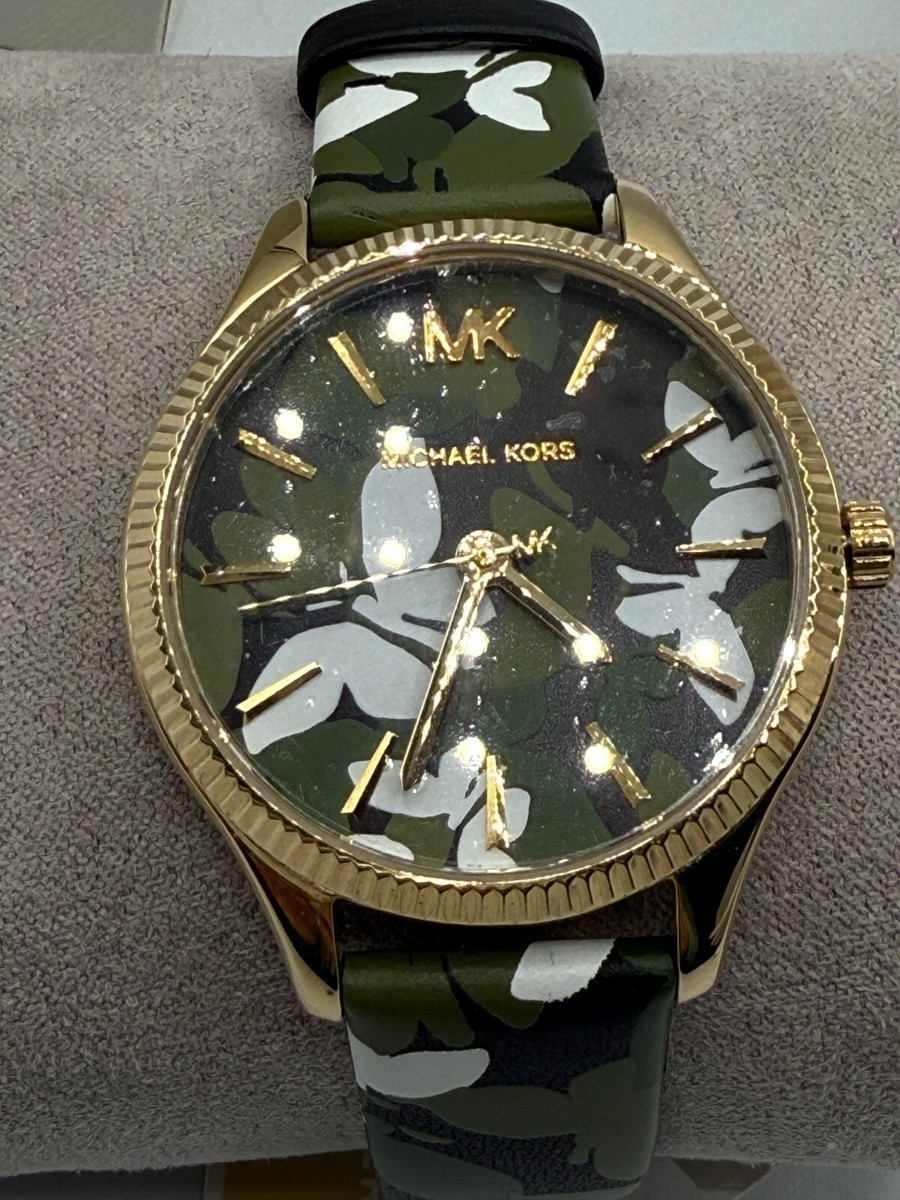 Michael Kors MK2811 Lexington Butterfly Camo Leather Strap Watch