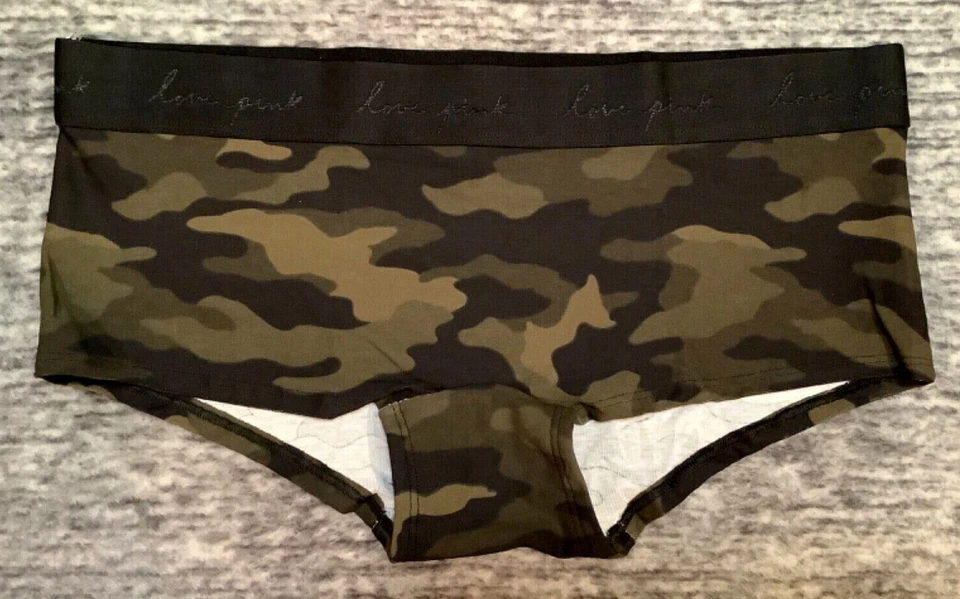 Victoria's Secret Rosa Camuflaje Verde Boyshort Bragas Logo L XL NUEVO CON ETIQUETAS Foto 2 de 4