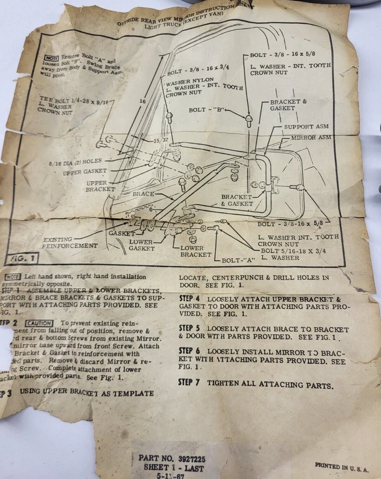 Espejo retrovisor para cámper Chevrolet GMC Suburban Blazer K5 C10 LH 1967 1972 nuevo de lote nuevo Foto 2 de 4