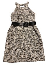 Antonio Melani Cheetah Leopard Print Belted Midi A-line Halter Dress Sz 10 NWT
