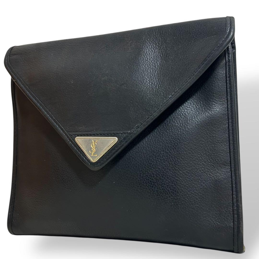 Borsa pochette Yves Saint Laurent vintage logo oro autentica usata