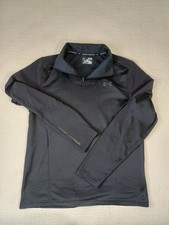 Under Armour Mens Black Coldgear Loose Fit 1/4 Zip Pullover Sweatshirt Medium