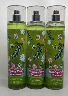 Lot of 3 Bath & Body Works Holiday Pickle Ornament Fine Fragrance Mists Sprays