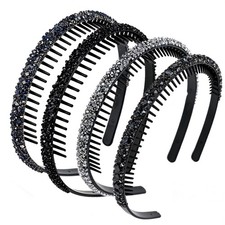 4 Pcs Rhinestone Headband for Women Christmas Crystal Headband with Teeth Glitte