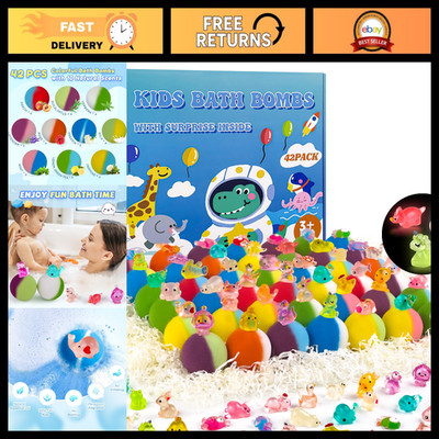 Kids Bath Bombs Gift Set - 42 Pack with Surprise Glow-in-the-Dark & Sea Animal T