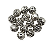 8MM SILVER TIBETAN STYLE ROUND BEADS FOR JEWELRY MAKING 30 PCS
