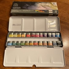 Winsor  Newton Professional Watercolour Travel Tin 24 Half Pans Watercolor New