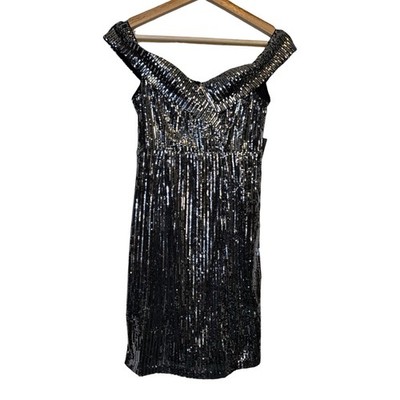 Lulus Once in a Lifetime Silver Sequin Off-the-Shoulder Mini Dress Small NWT