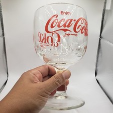 Vintage Coca-Cola Stemmed Goblet Glass Red Logo Soda Coke Cup EXCELLENT