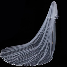 3M Women White Bride One head hair Veil Tulle-2 Layer long Simple Wedding