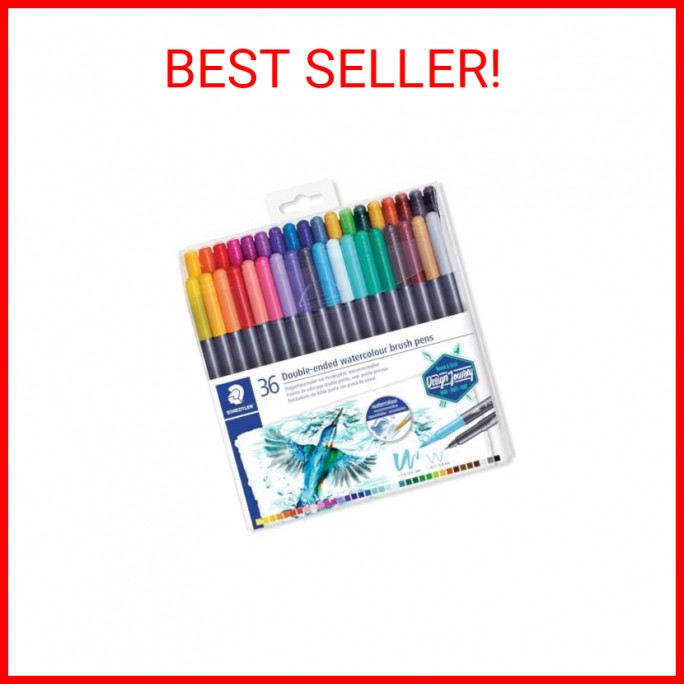 Staedtler 3001 TB36 ST Double-Ended Watercolour Brush Pen, 36 Count (Pack of 1),