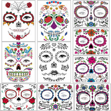 Halloween Temporary Face Tattoos Makeup Kit, Day of the Dead Sugar Skull Floral
