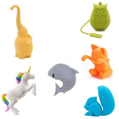 Cute Animal Silicone Tea Filters Tea Infuser Unicorn Shark Squirrel Cat Owl E...