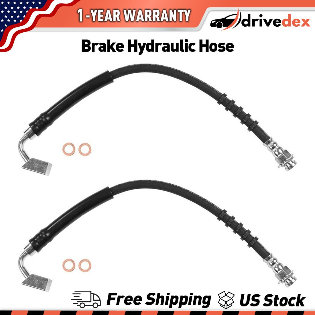 Sunsong 2X Front Brake Hydraulic Hose For 1978-1993 Dodge