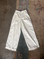 Doen Hilaire Cotton High Waist Wide Leg Cuff Palazzo Trousers Women’s 2