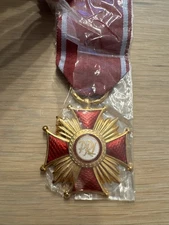 POLISH  CROSS MERIT P.R.L MEDALLION    New In Package Small Enamel Chip