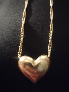 14 Kt Gold Filled Heavy Double Chain Style W/ Twist Heart Necklace, 22' Chain