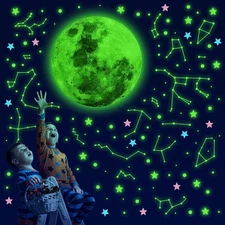 Glow in The Dark Stars for Ceiling, 100 Adhesive Bright, Realistic Glowing Ce...