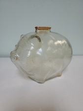 Anchor Hocking Glass Piggy Bank Pig Marigold Textured Glass Large 6.75