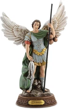 10.2"H Saint Raphael Statue Painted in Full Color, Angel St. Raphael with Name P