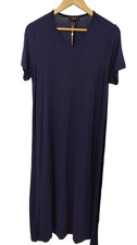 Quince Tencel Modal Knit Midi Shirt Dress Blue S
