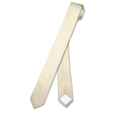 100% SILK Narrow NeckTie EXTRA Skinny CREAM Color Men's Thin Neck Tie 1.5''