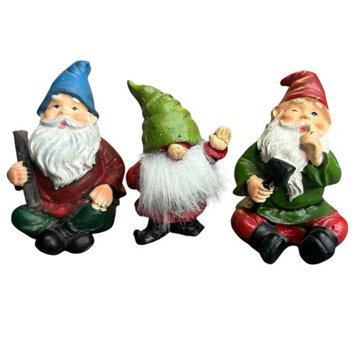 3 Stück Miniatur Gartenzwerge Mini Statuen Garten Harz Feengarten