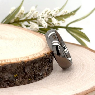 6mm Gray Tungsten His & Her Christmas Ring High Polished Classic Durable Band