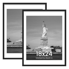 18x24 Picture Frame, Display Poster 16x20 with Mat or 18 x 24 Without Mat, Wa...